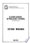 XI censo general de población y vivienda: Estado Miranda