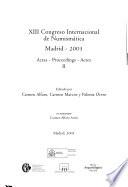 XIII Congreso Internacional de Numismática, Madrid, 2003