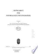 Zeitschrift für Papyrologie und Epigraphik